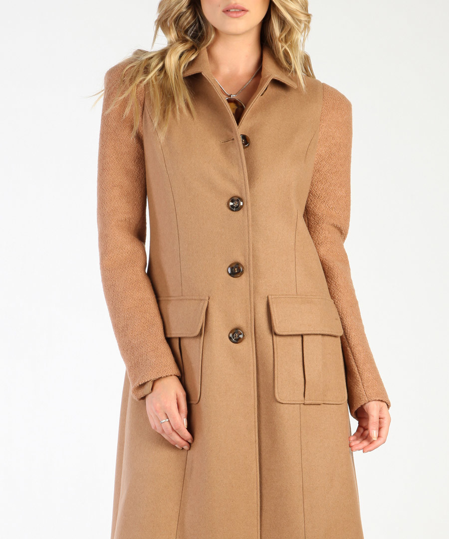 Discount Camel wool blend pocket coat SECRETSALES