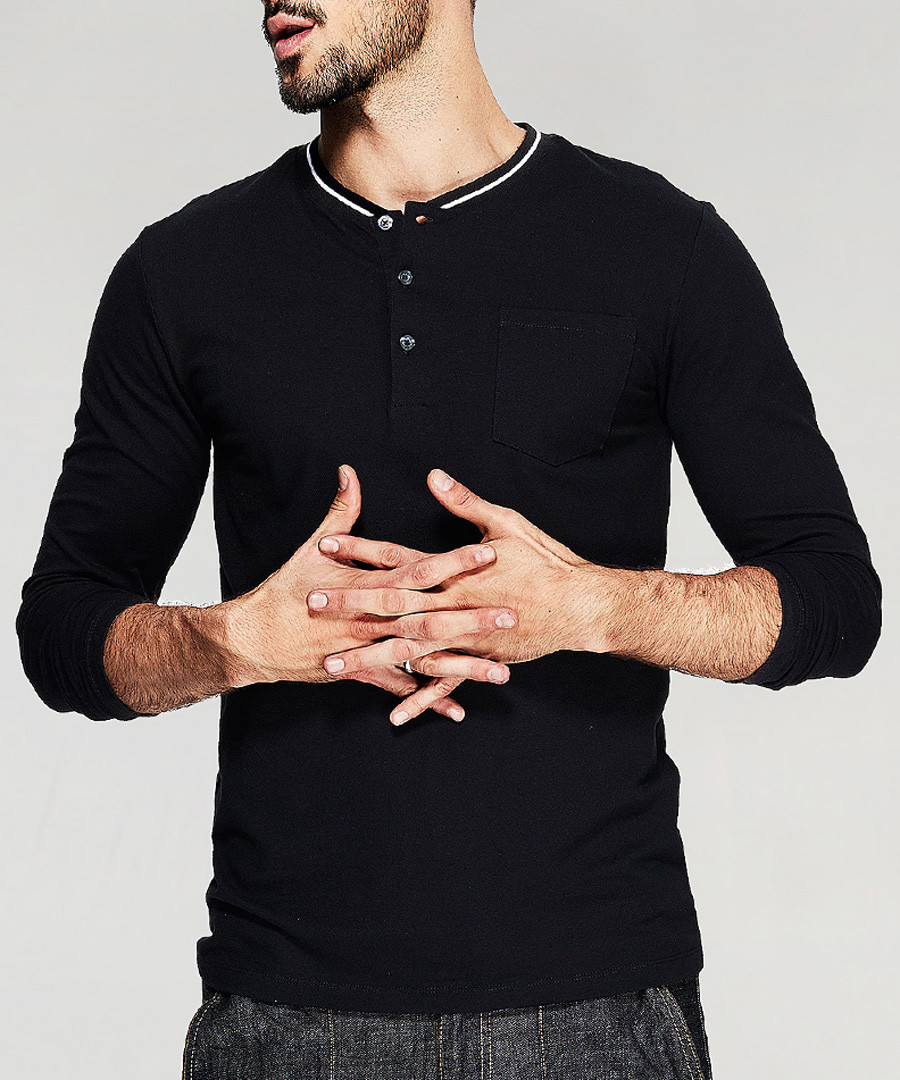 Black cotton long sleeve top Sale - kuegou