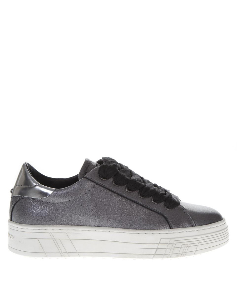 Grey leather lace-up sneakers Sale - crime london