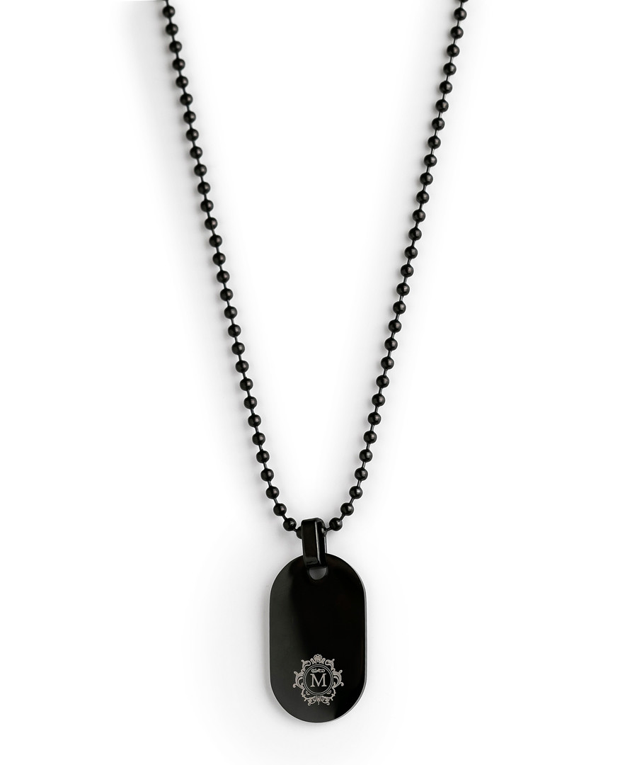 Black steel dog tag necklace Sale - monomen