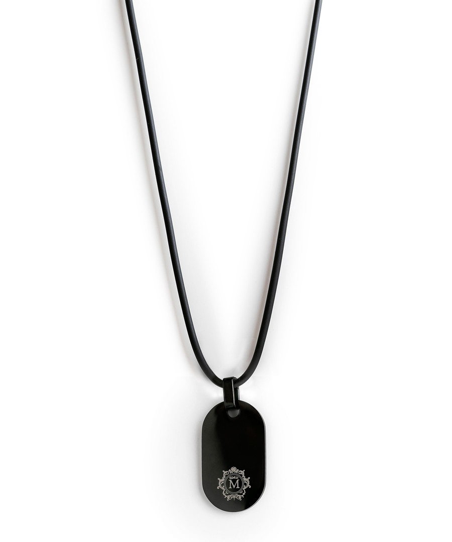 Black steel dog tag necklace Sale - monomen