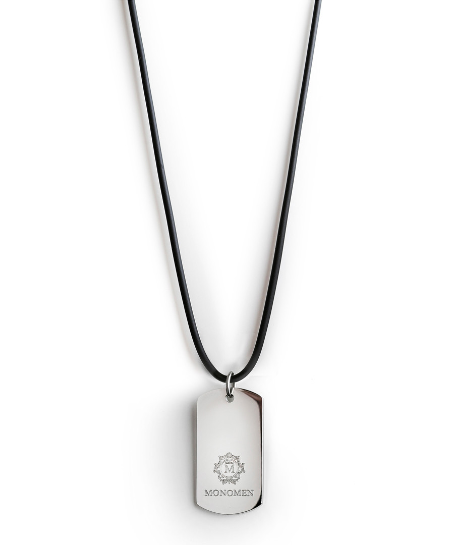 Black & silver-tone dog tag necklace Sale - monomen