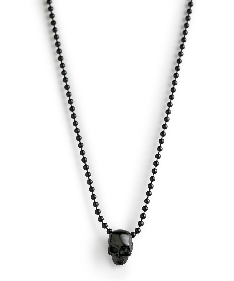 Black steel skull necklace Sale - monomen