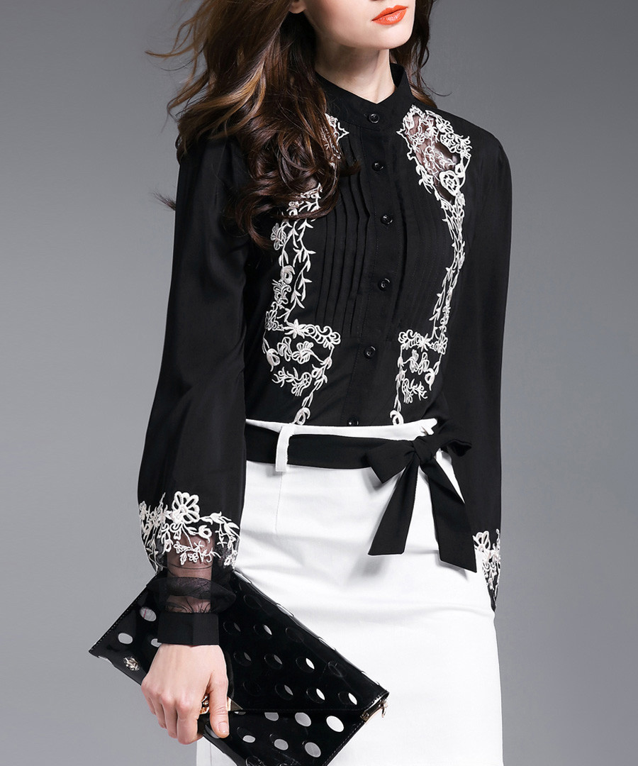Black print button-up shirt Sale - Kaimilan