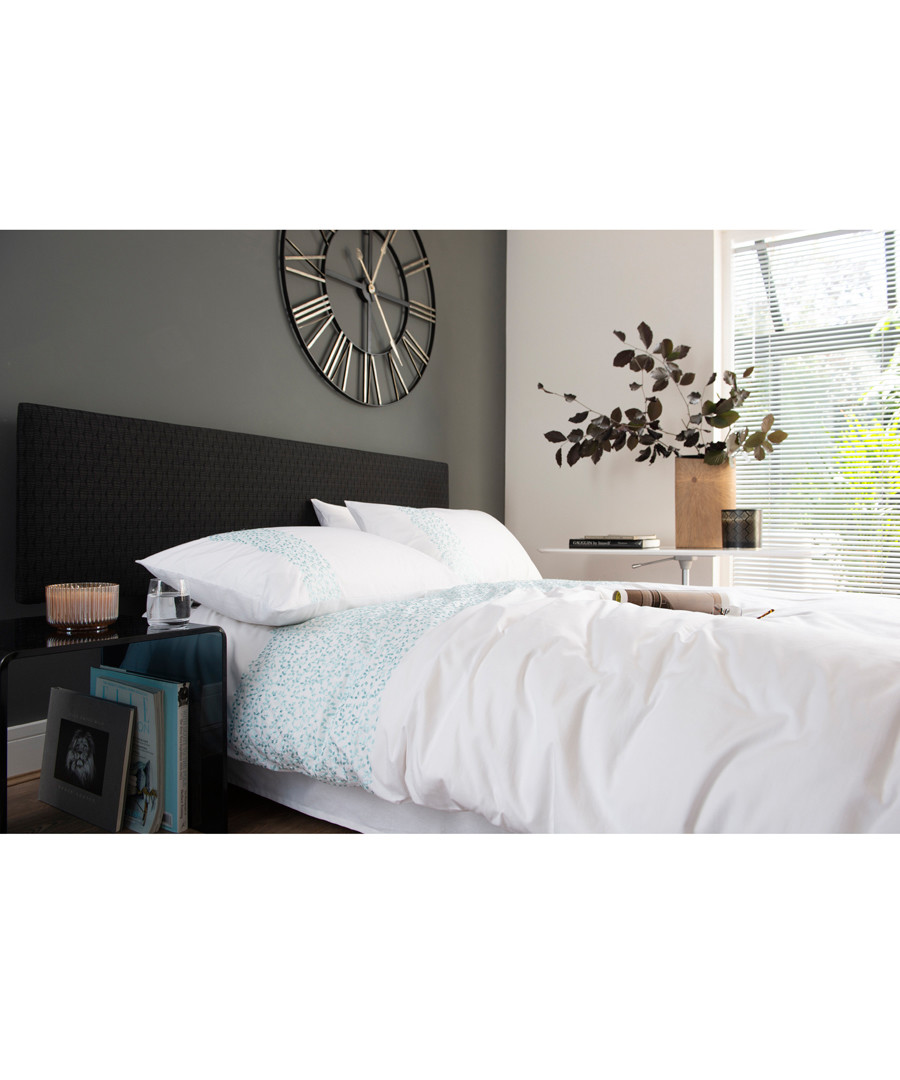 White & aqua cotton king duvet set Sale - lyndon