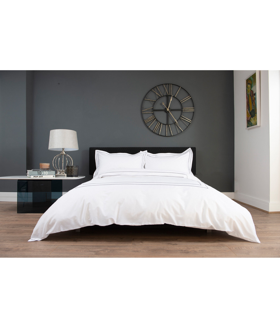 White & grey cotton double duvet set Sale - lyndon