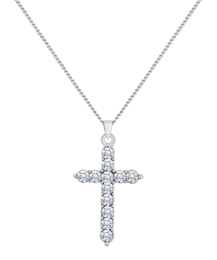 14ct white gold-plated cross pendant Sale - diamond style