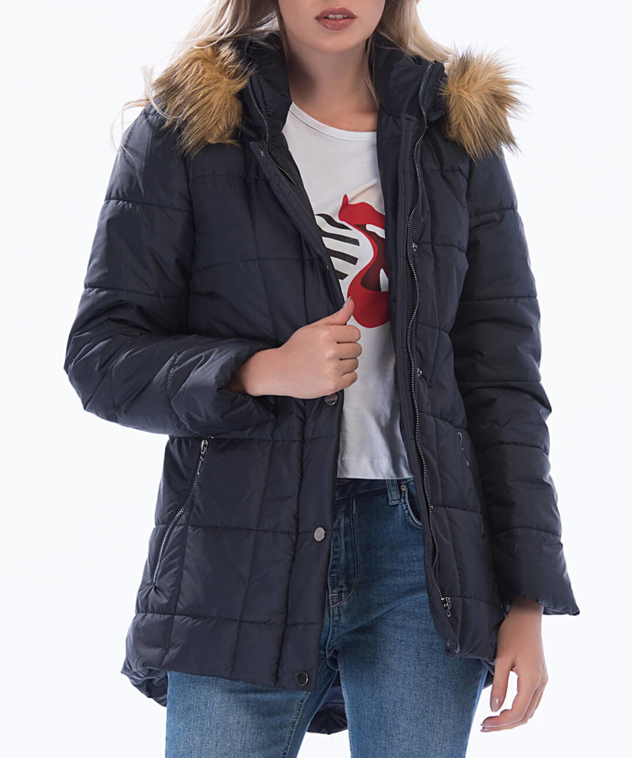 Navy quilted puffer coat Sale - Dewberry