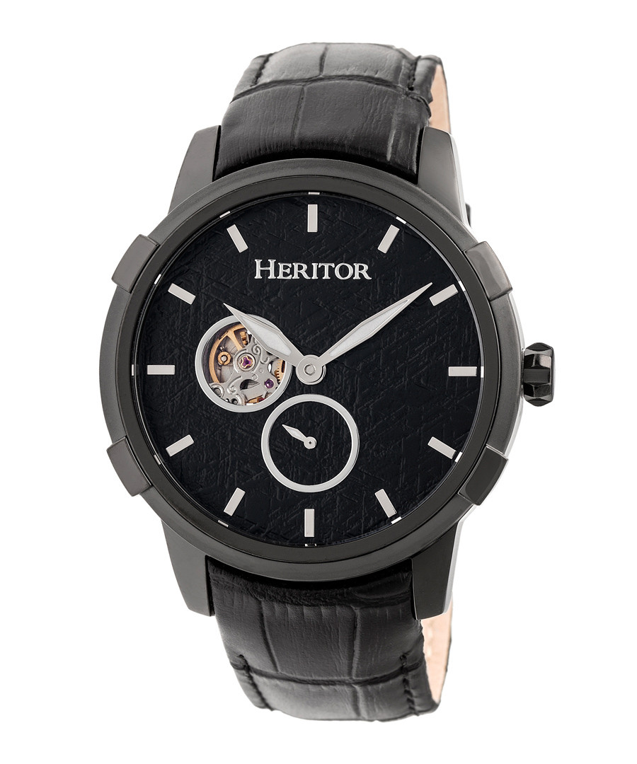 Callisto black leather watch Sale - heritor automatic