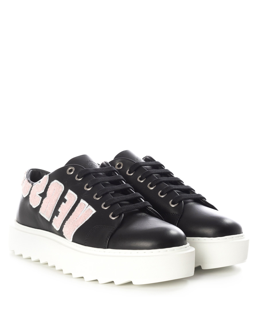Black logo lace-up platform sneakers Sale - versace