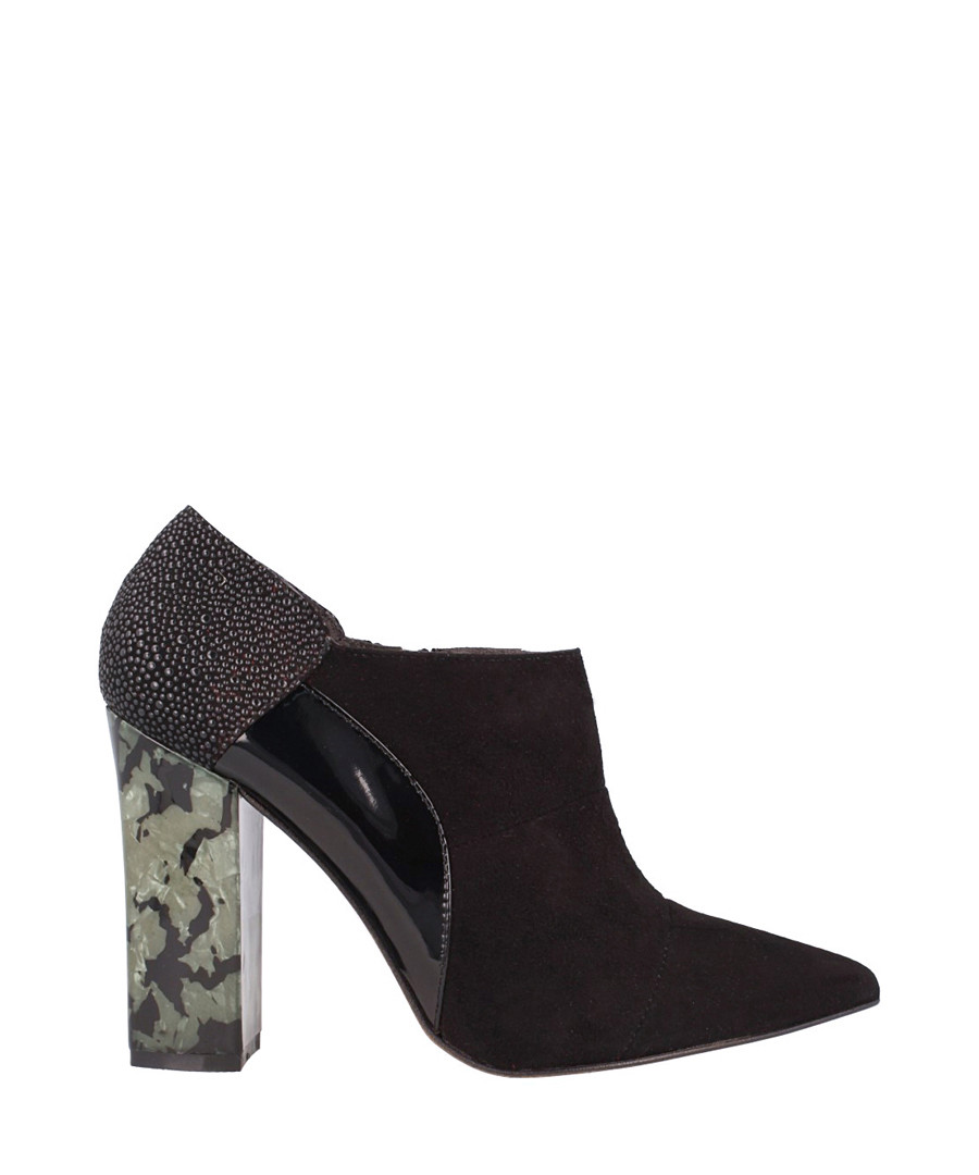 Black leather block heel ankle boots Sale - El Dantes
