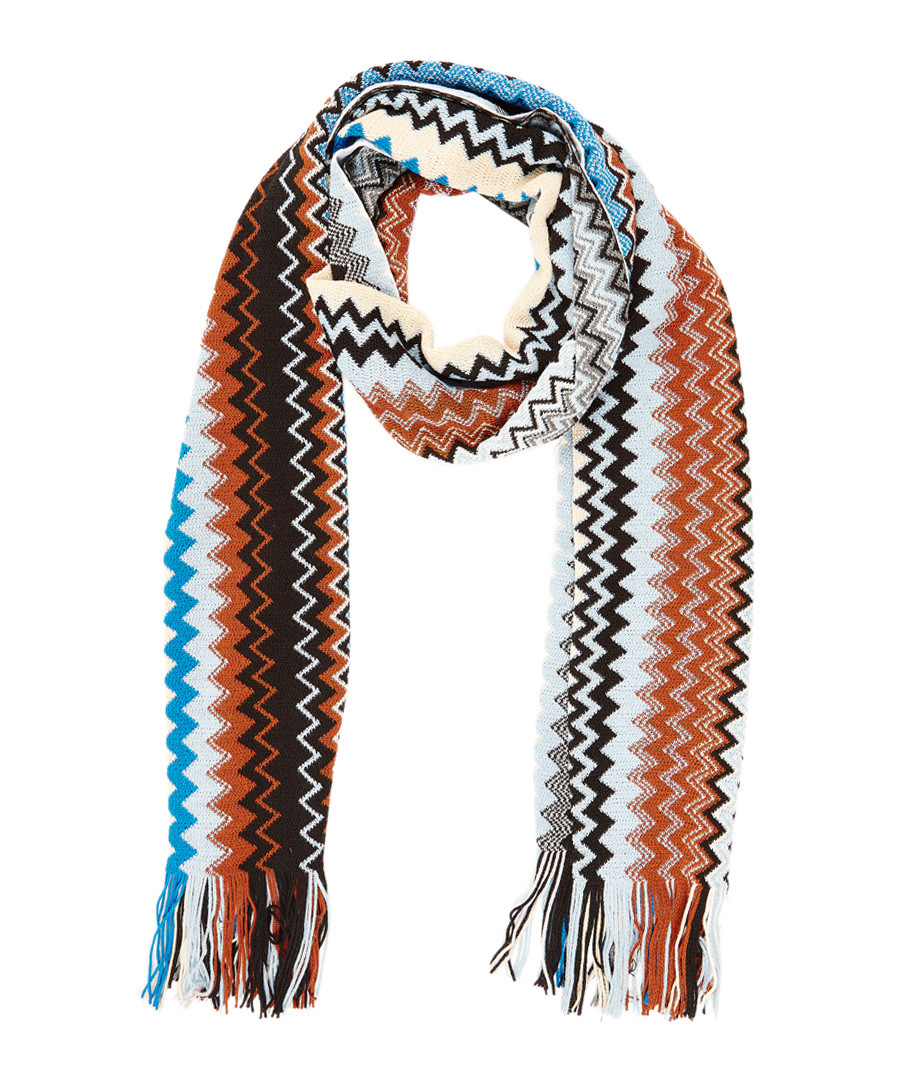 Multi-colour wool blend zig-zag scarf Sale - missoni
