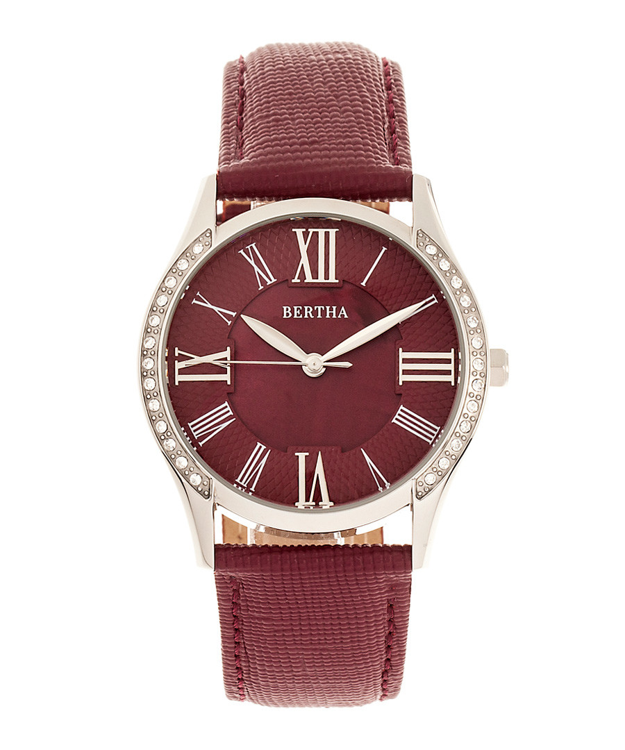 Sadie silver-tone steel & burgundy watch Sale - bertha