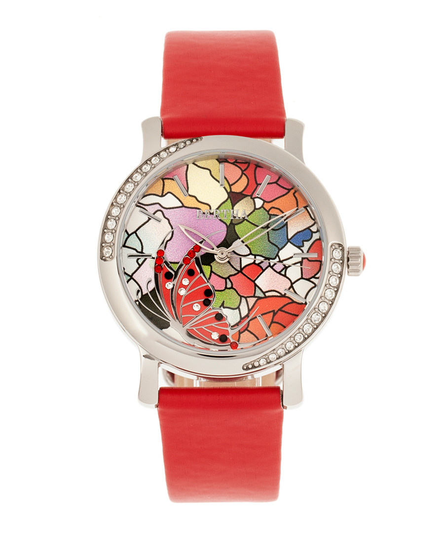 Vanessa silver-tone & red leather watch Sale - bertha