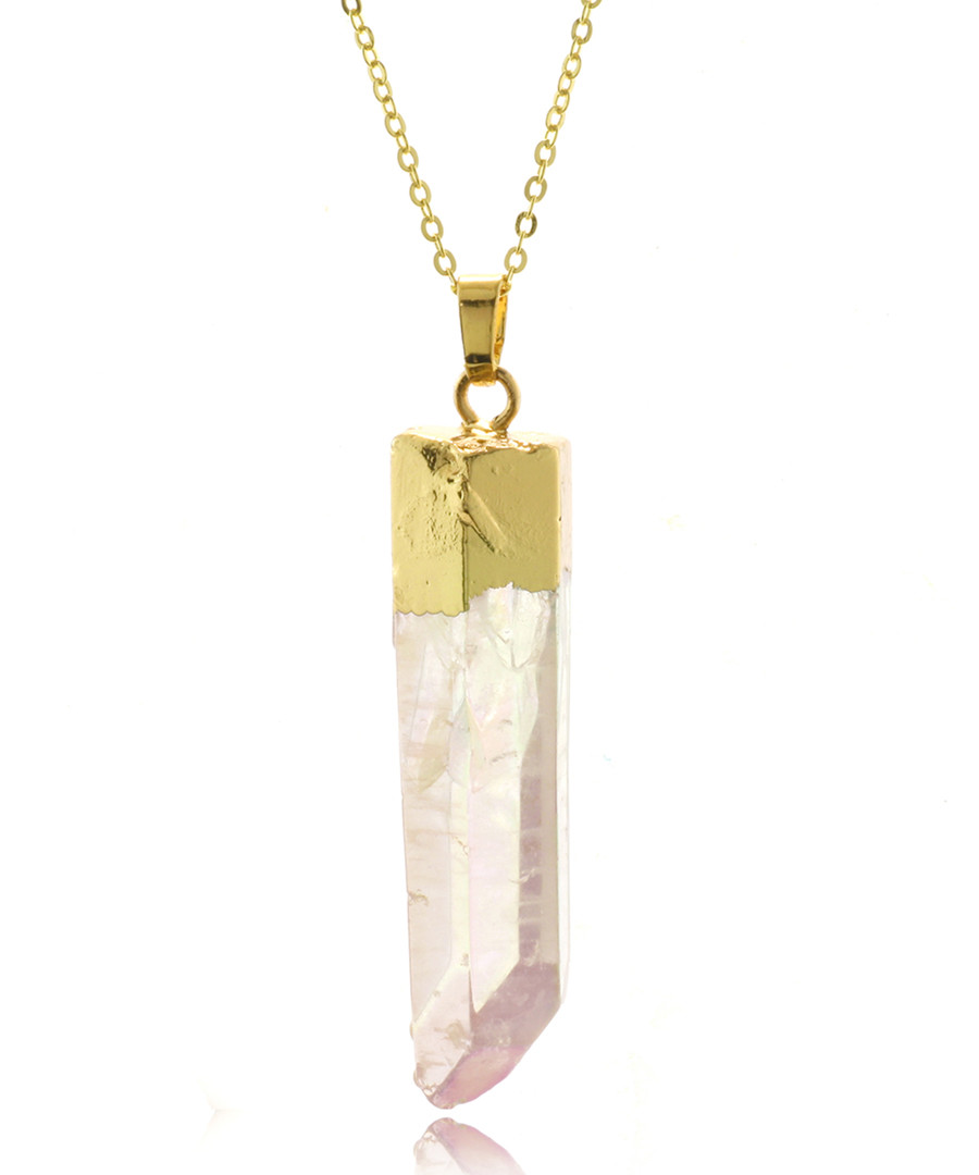 14ct gold-plated quartz necklace Sale - fleur envy