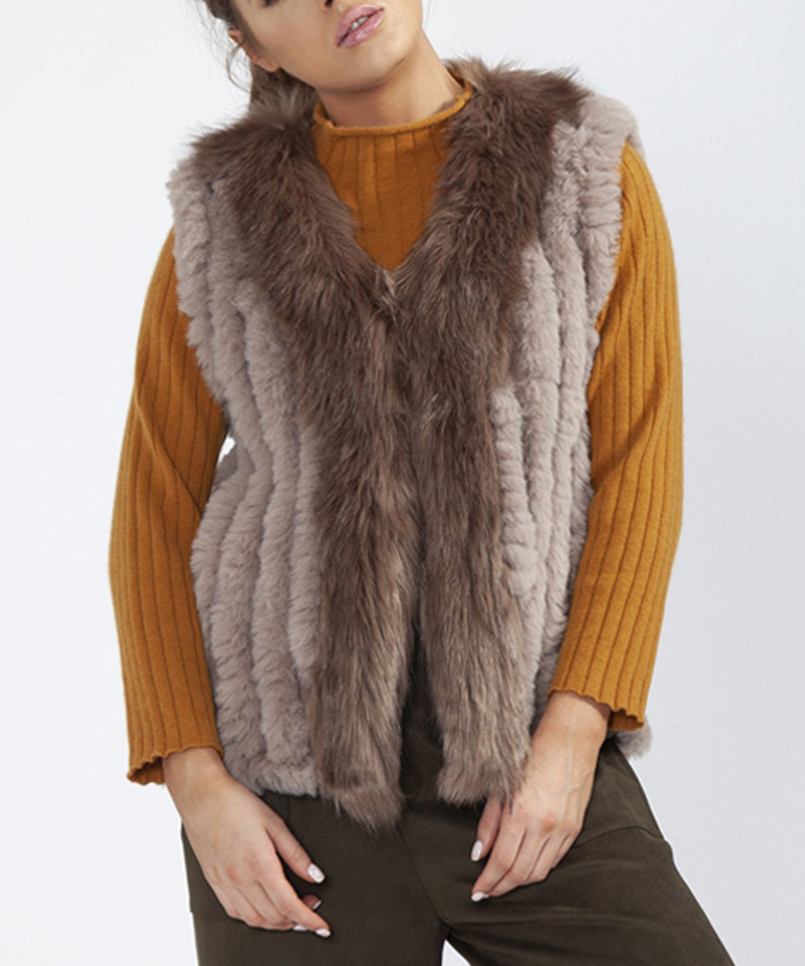 Mocha faux fur gilet Sale - jayley