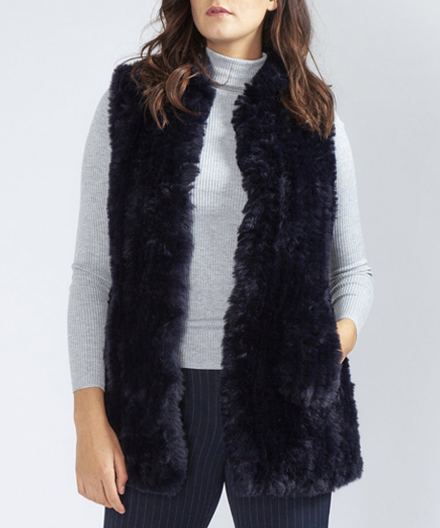 Navy faux fur gilet Sale - jayley