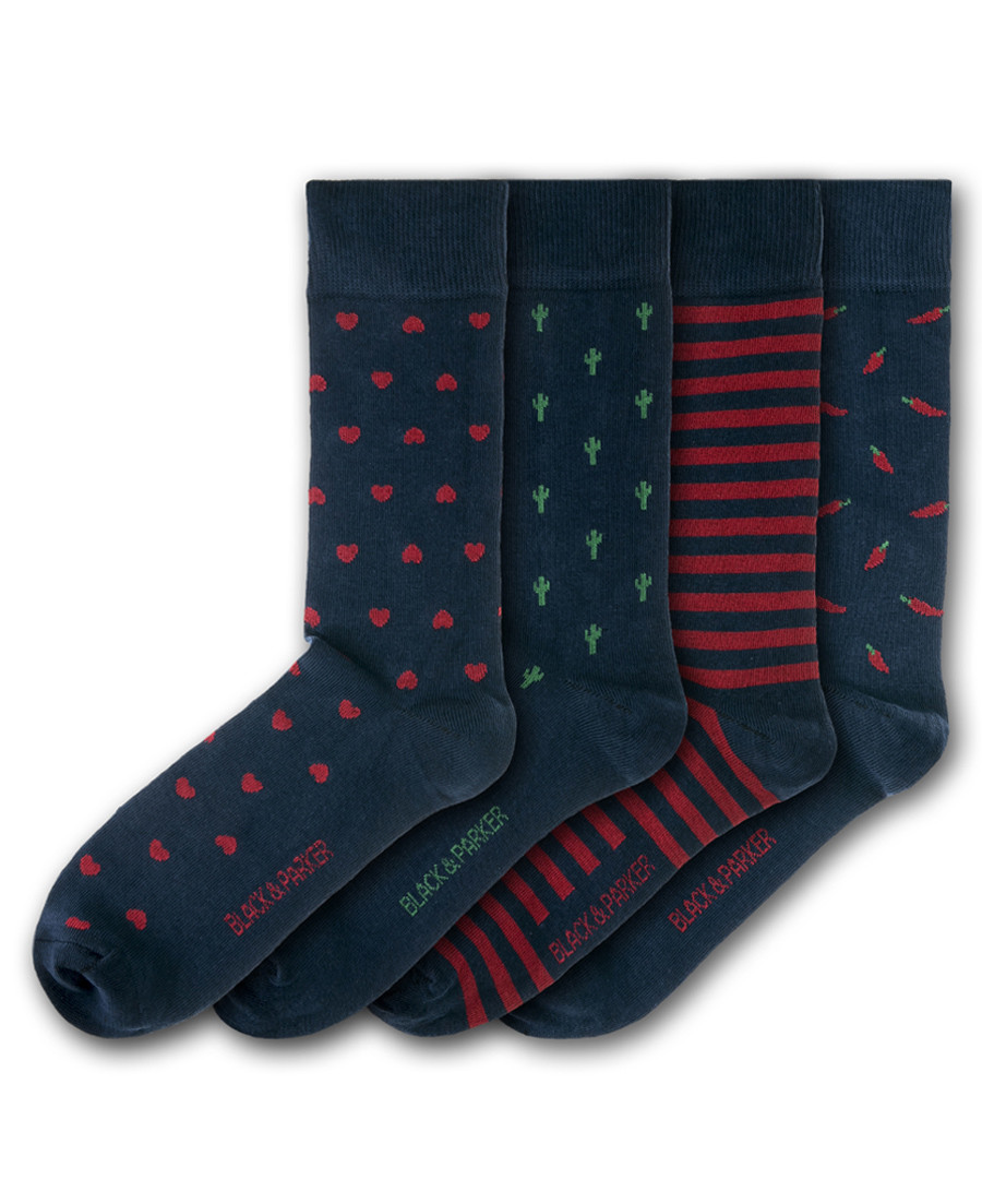 4pc Trewithen cotton blend socks Sale - black & parker