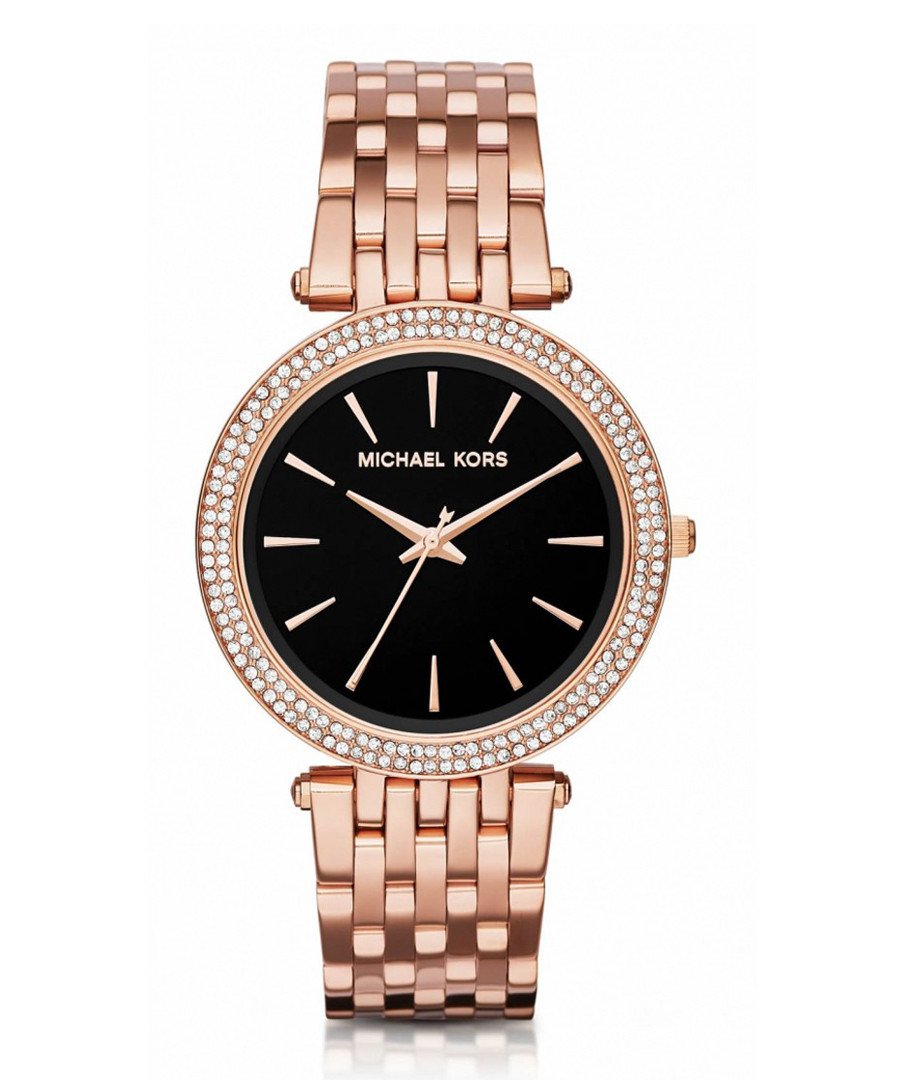 Rose gold-tone & black dial watch Sale - michael kors