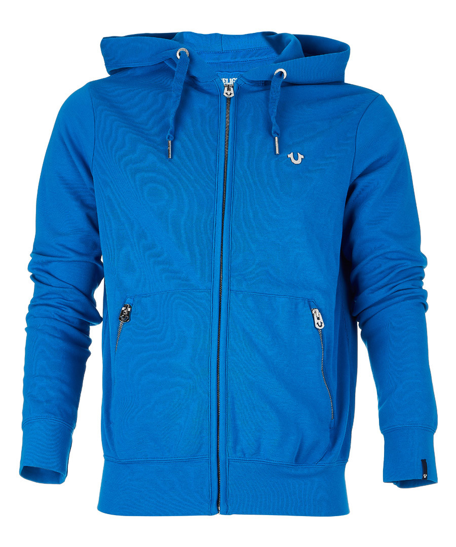 Blue cotton blend zip hoodie Sale - true religion