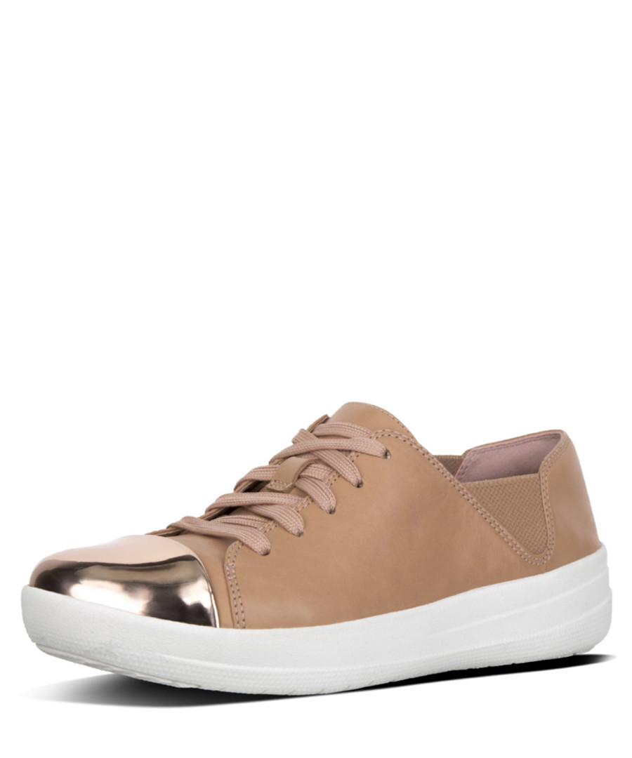 F-sporty taupe leather mirror sneakers Sale - fitflop
