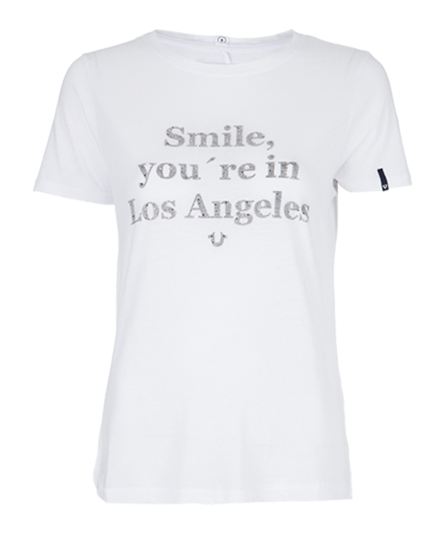 Smile white rhinestone T-shirt Sale - true religion