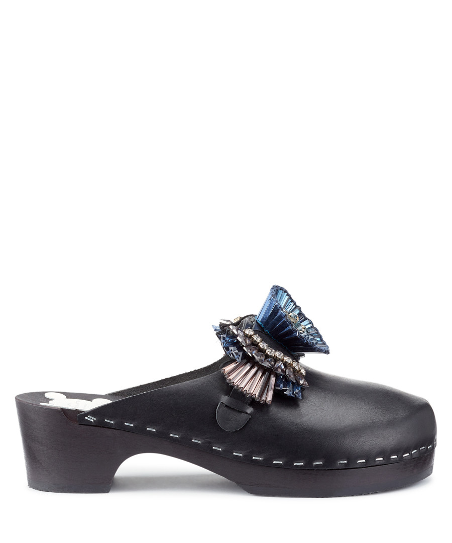 Black cowhide detail clogs Sale - anya hindmarch