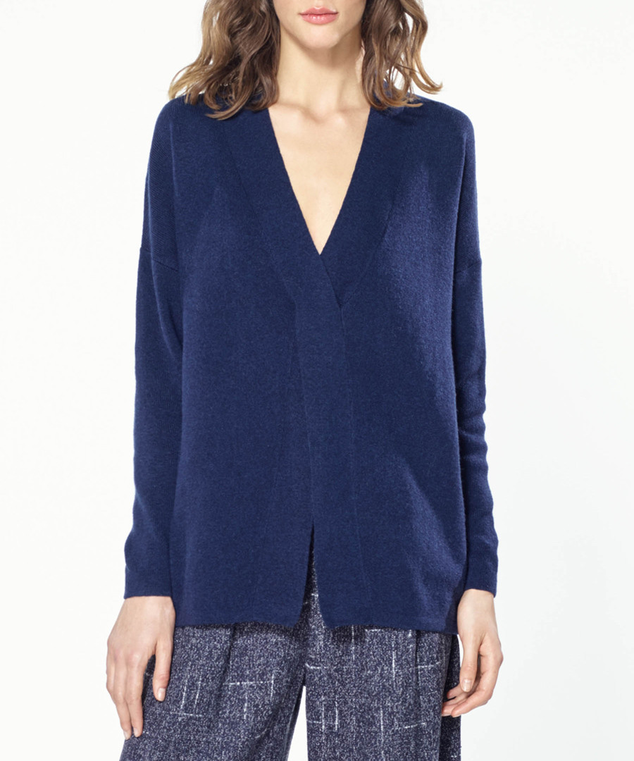 Navy alpaca blend criss-cross jumper Sale - paisie