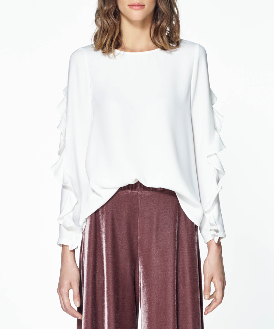 White ruffle sleeve top Sale - paisie