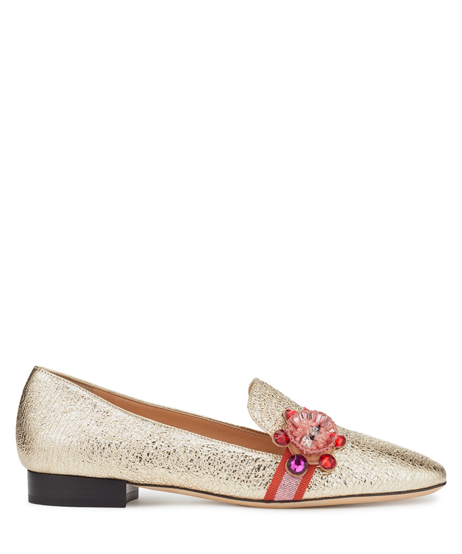 Gold-tone lambskin loafers Sale - anya hindmarch