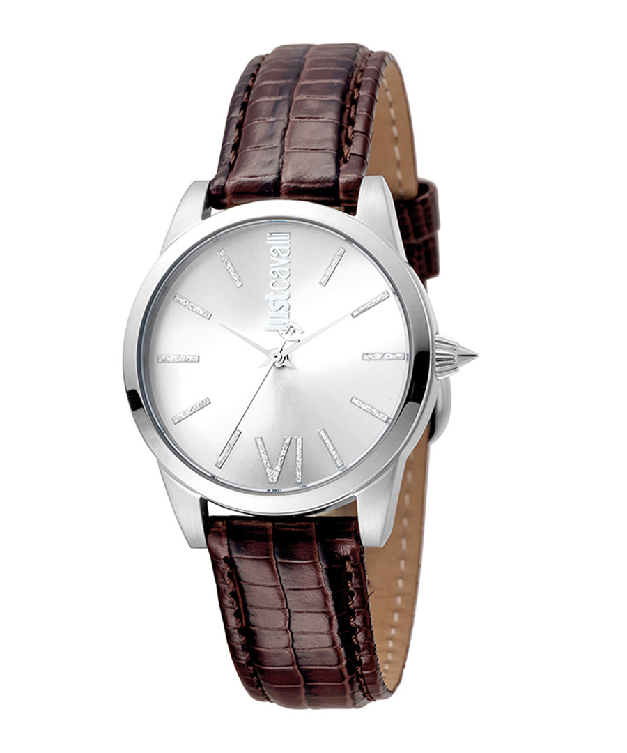 Silver-tone & brown leather watch Sale - JUST CAVALLI