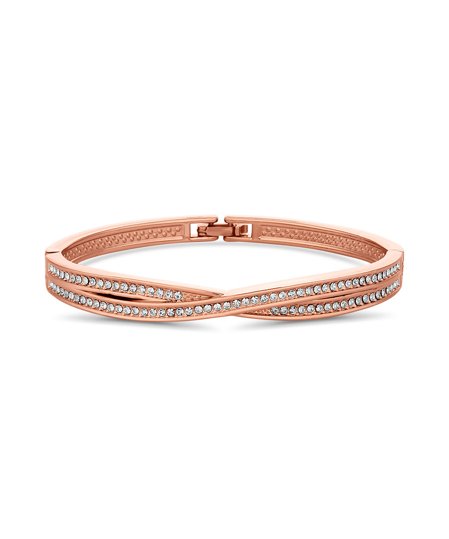 14k rose gold-plated criss-cross bangle Sale - diamond style