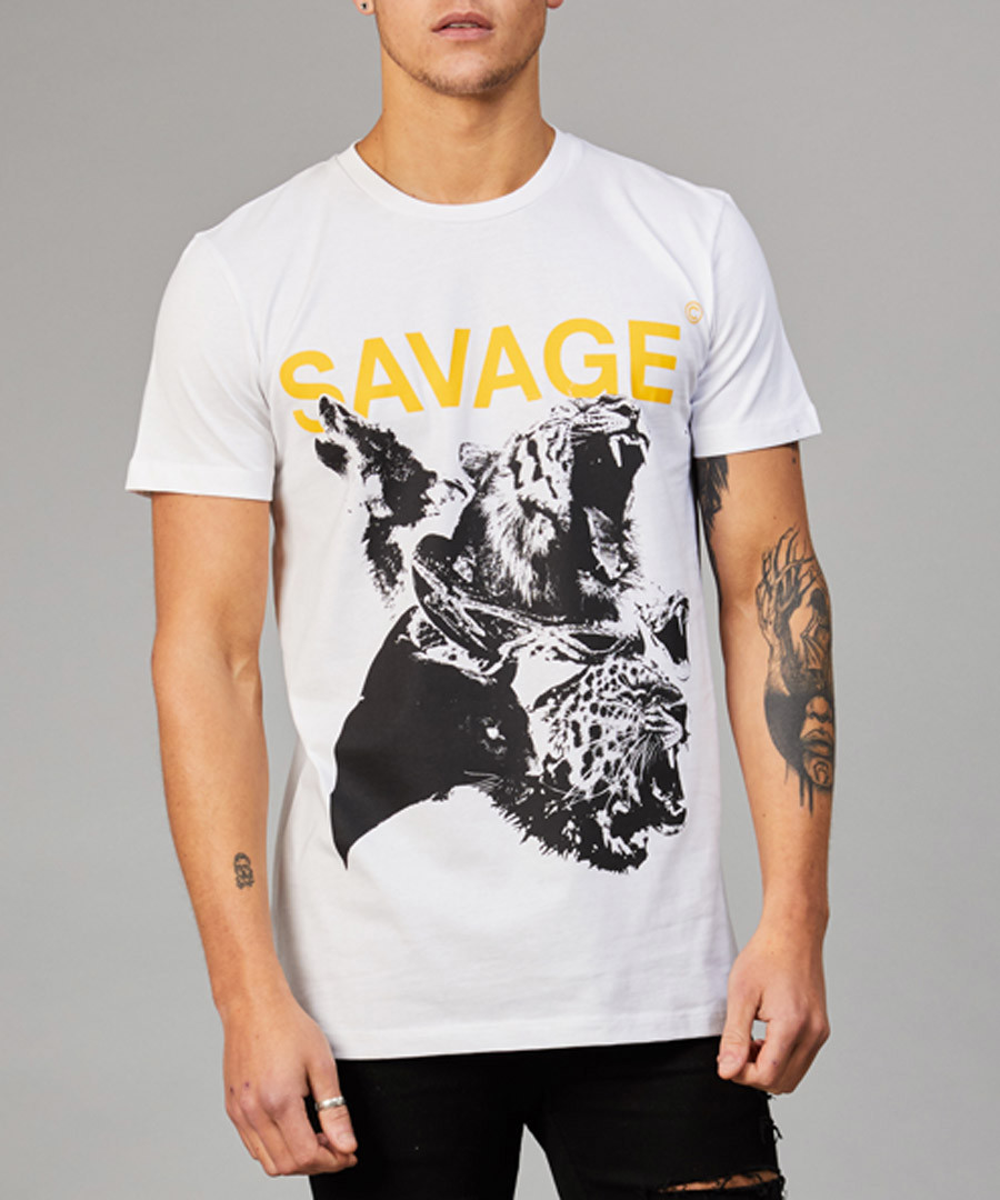 Black pure cotton savage print T-shirt Sale - criminal damage