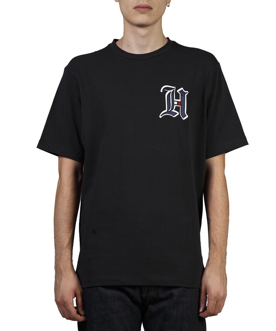 Black pure cotton H T-shirt Sale - HILFIGER COLLECTION