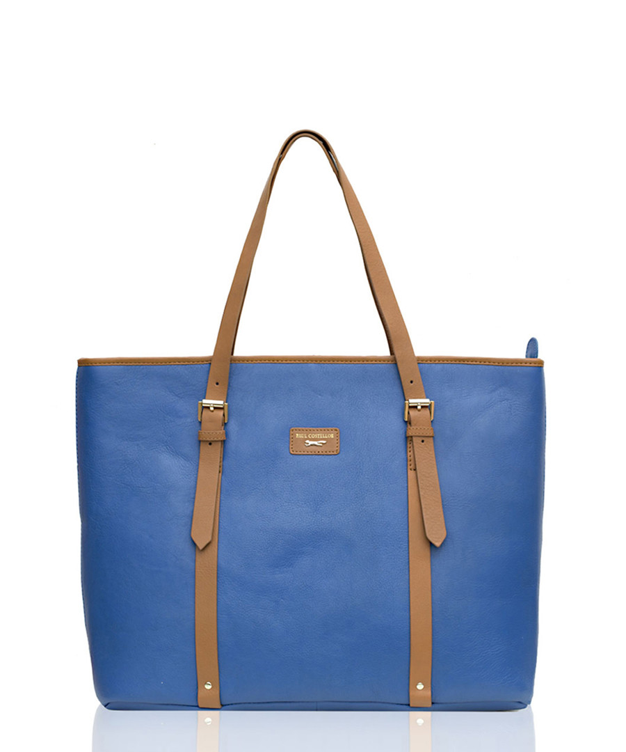 The Signage blue leather tote bag Sale - Paul Costelloe
