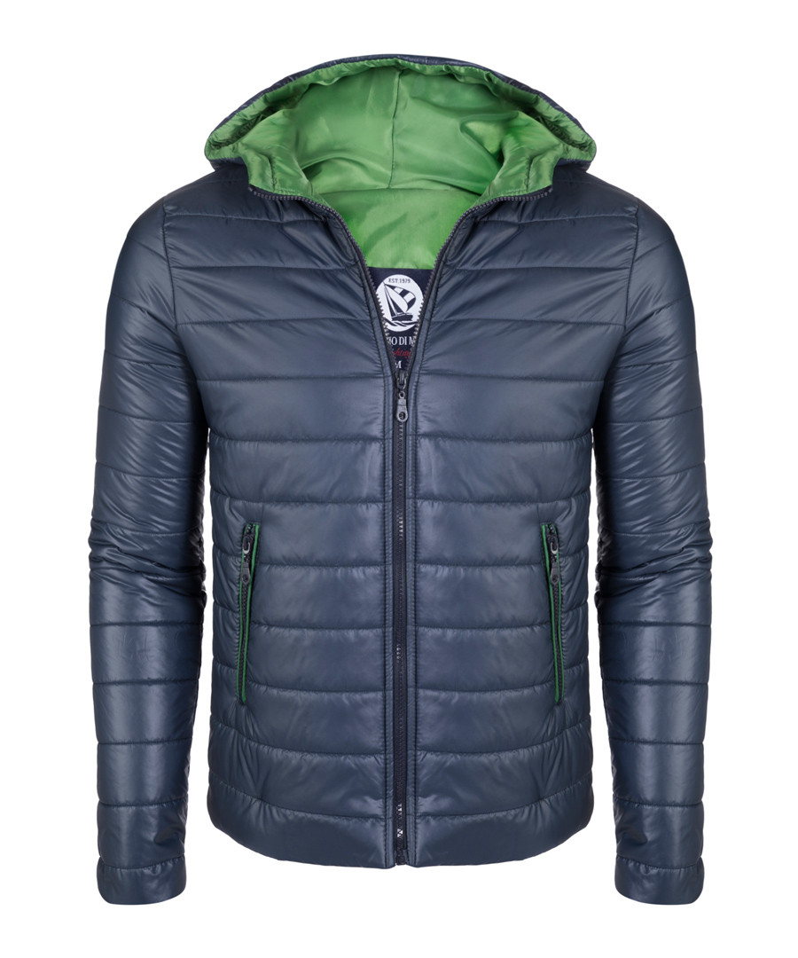 Navy & green padded hooded jacket Sale - giorgio di mare