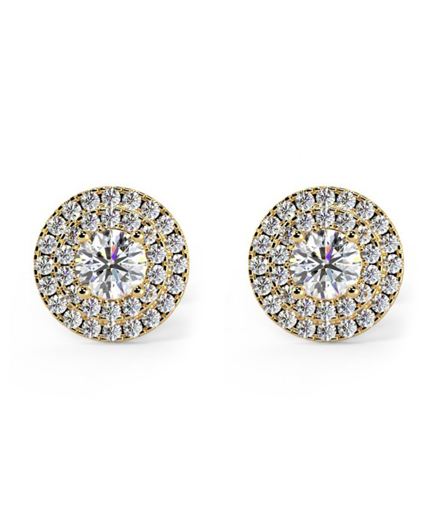 0.6ct diamond & yellow gold halo studs Sale - buy fine diamonds