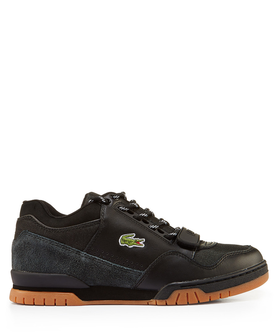 Black & tan branded lace-up sneakers Sale - lacoste