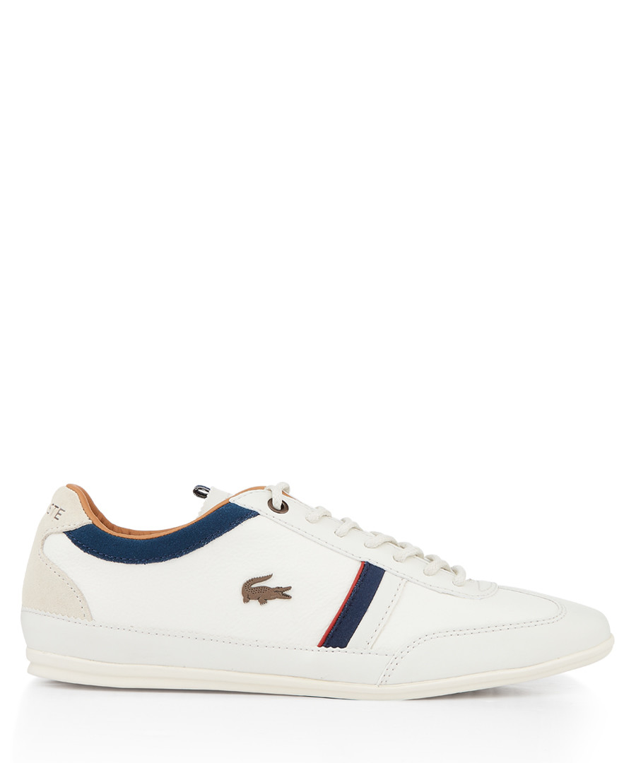 White & navy branded stripe sneakers Sale - lacoste