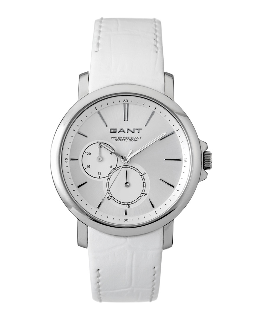 Steel & white leather watch Sale - gant