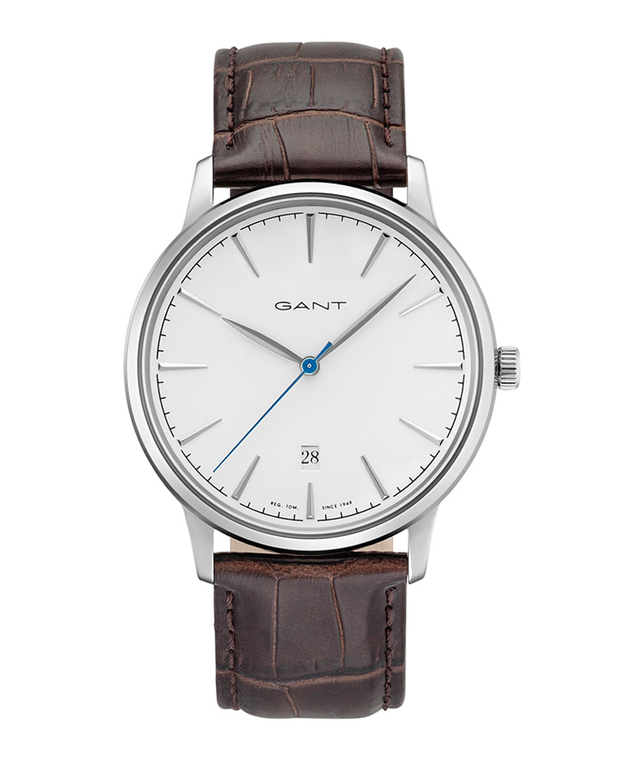 Steel & brown leather moc-croc watch Sale - gant
