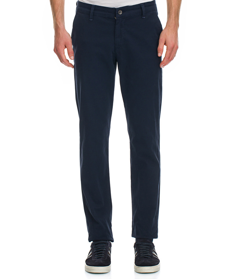 Navy cotton blend trousers Sale - Galvanni