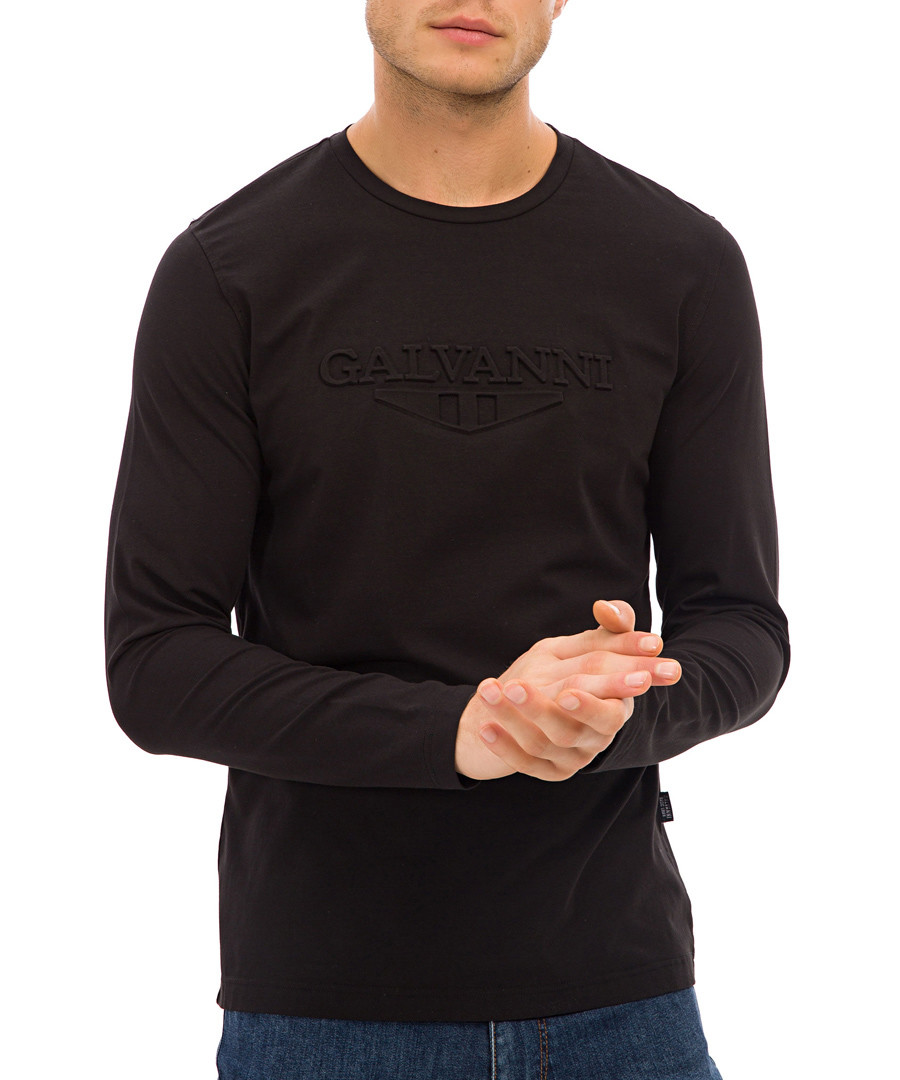 Black cotton blend long sleeve top Sale - galvanni