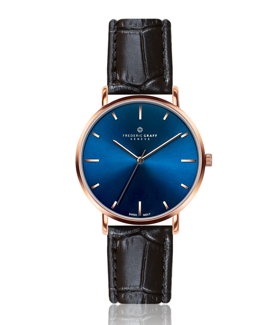 Mont Fort black moc-croc leather watch Sale - frederic graff