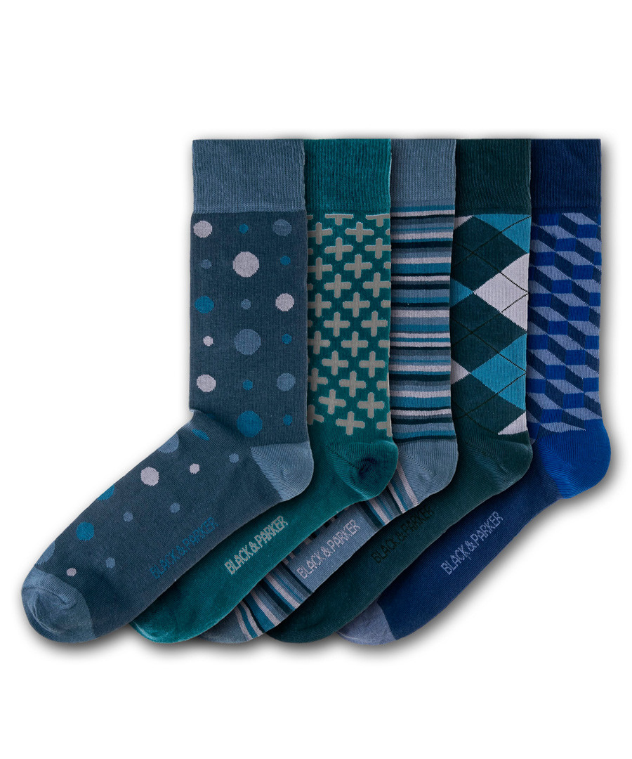 5pc Killerton cotton blend socks Sale - black & parker