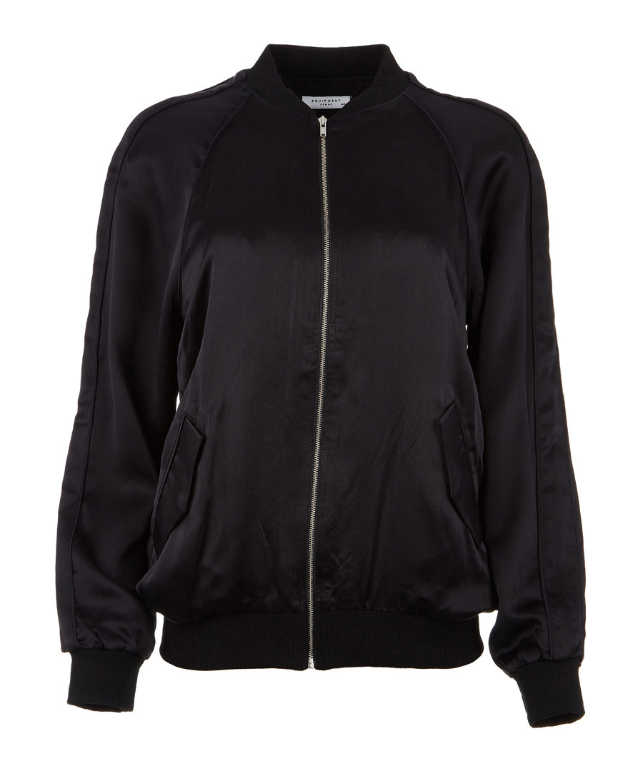 Black pure silk zip bomber Sale - equipment