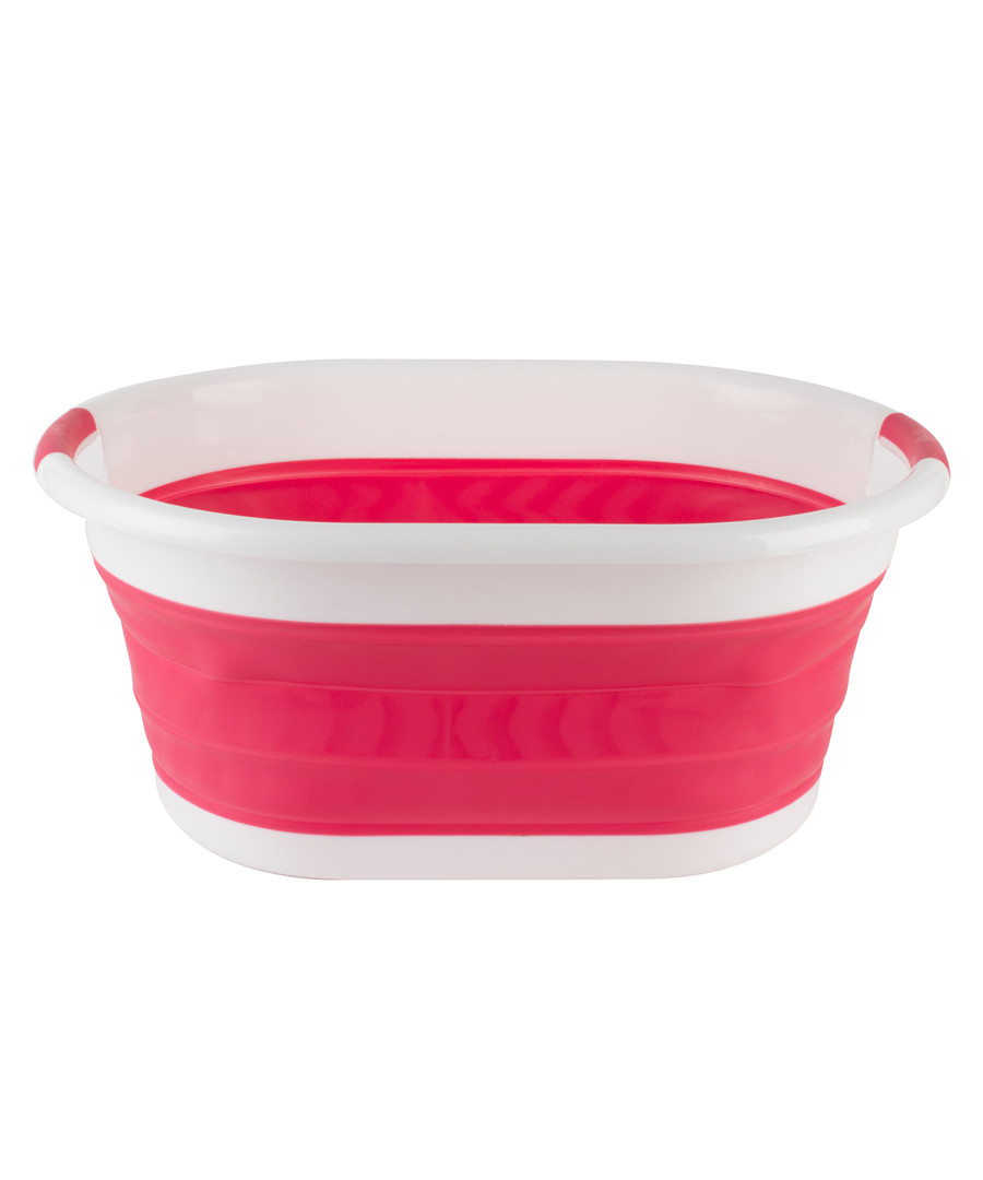 Oval collapsible red laundry basket Sale - beldray