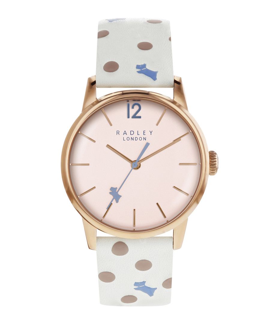 White spotted leather & steel watch Sale - radley