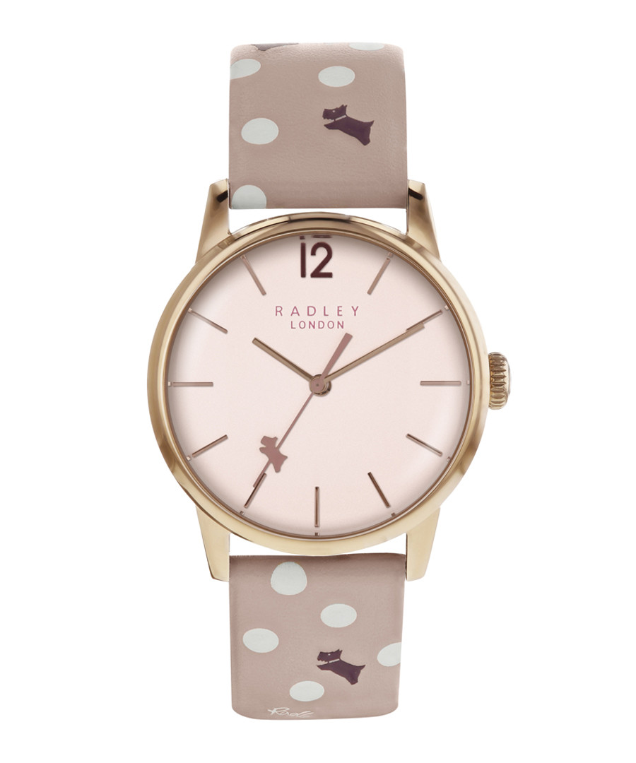 Vintage pink dog print leather watch Sale - radley london