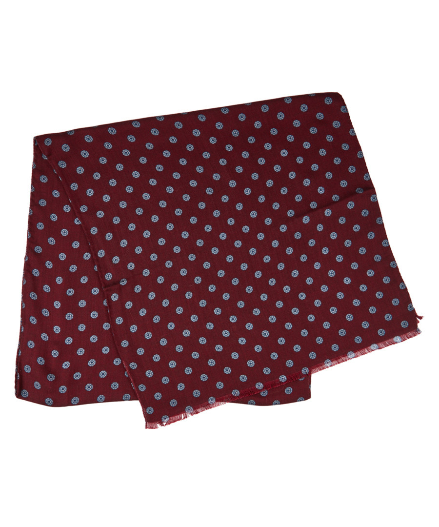 Wine wool & silk flower dot scarf Sale - hackett